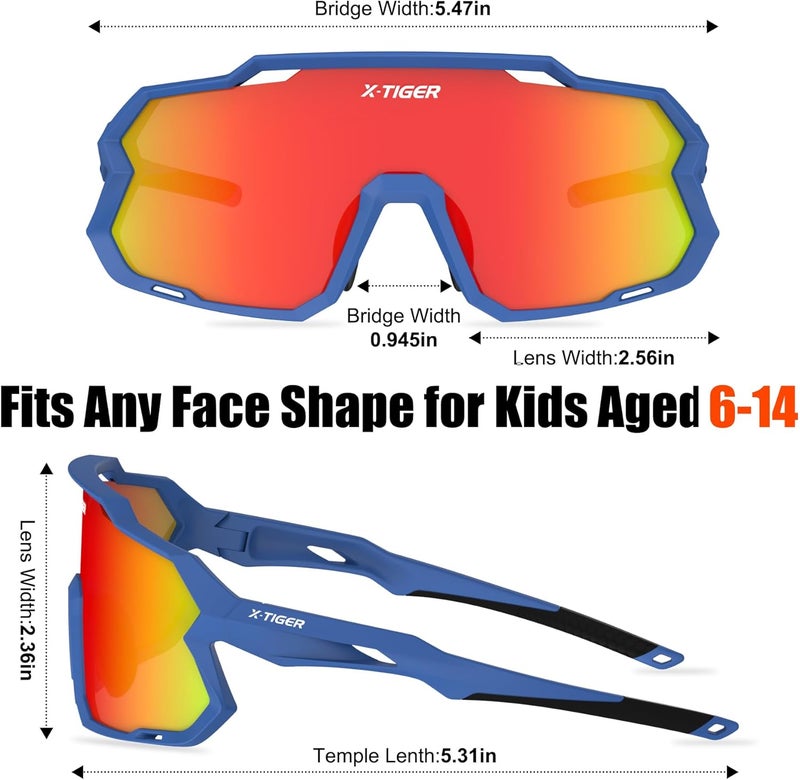 Xtiger Kids Sunglasses Polarized Youth Baseball Sunglasses for 8-14 boys girls UV400 Sports Softball Cycling Glasses - Image 3